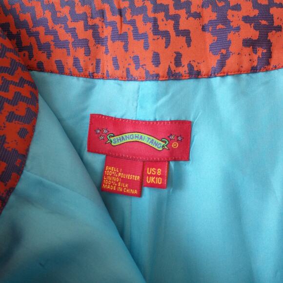 Shanghai Tang Abstract Silk-Lined Houndstooth Trousers Pants 8 - Picture 5 of 5